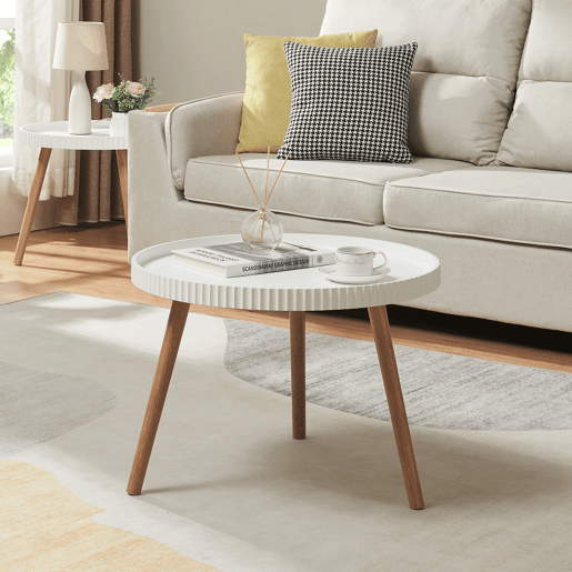 Mesa de centro Bongard redonda MDF Ø60x45 cm branco en.casa