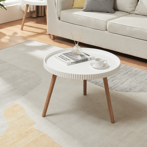 Mesa de centro Bongard redonda MDF Ø60x45 cm branco en.casa