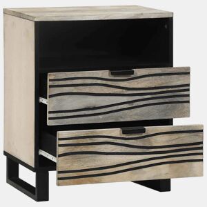 Mesa De Cabeceira - Mesinha De Cabeceira com gaveta Branco e preto 50 x 33 x 60 cm