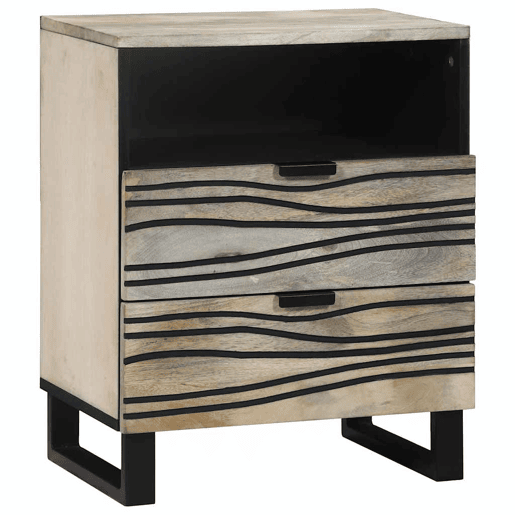 Mesa De Cabeceira - Mesinha De Cabeceira com gaveta Branco e preto 50 x 33 x 60 cm