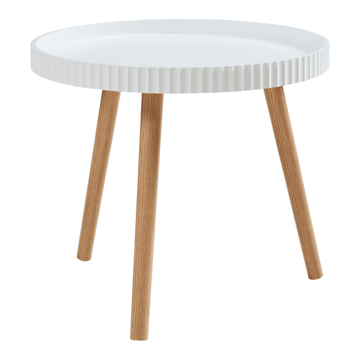 Mesa de apoio Bongard tampo redondo MDF bambu Ø50x45 cm branco en.casa