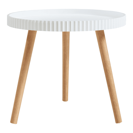 Mesa de apoio Bongard tampo redondo MDF bambu Ø50x45 cm branco en.casa