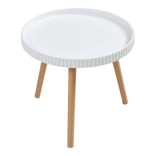 Mesa de apoio Bongard tampo redondo MDF bambu Ø50x45 cm branco en.casa