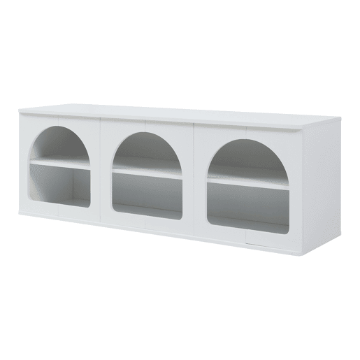Mesa TV Trorhun 6 compartimentos abertos 140x38x48 cm branco en.casa