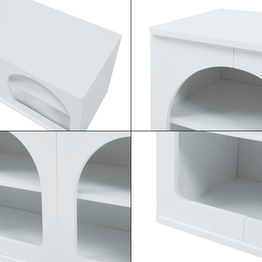 Mesa TV Trorhun 6 compartimentos abertos 140x38x48 cm branco en.casa