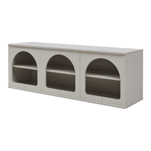Mesa TV Trorhun 6 compartimentos abertos 140x38x48 cm Cinzento en.casa