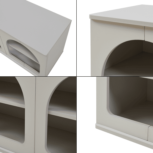 Mesa TV Trorhun 6 compartimentos abertos 140x38x48 cm Cinzento en.casa