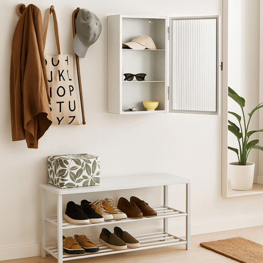 Armário de parede Zundert com porta de vidro canelado aço 60x35x15 cm Branco en.casa