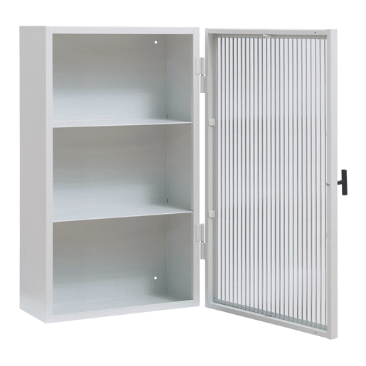 Armário de parede Zundert com porta de vidro canelado aço 60x35x15 cm Branco en.casa