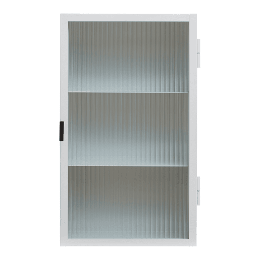 Armário de parede Zundert com porta de vidro canelado aço 60x35x15 cm Branco en.casa