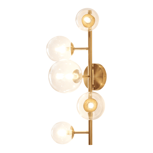 Candeeiro de parede Makkor de 5 luzes metal e vidro 62x35x24 cm Dourado lux.pro