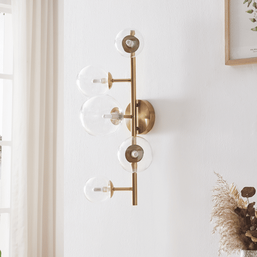 Candeeiro de parede Makkor de 5 luzes metal e vidro 62x35x24 cm Dourado lux.pro