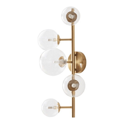 Candeeiro de parede Makkor de 5 luzes metal e vidro 62x35x24 cm Dourado lux.pro
