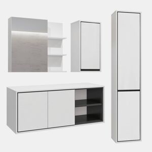 Conjunto móvel sob lavatório 120cm coluna e roupeiros Sophéa Branco