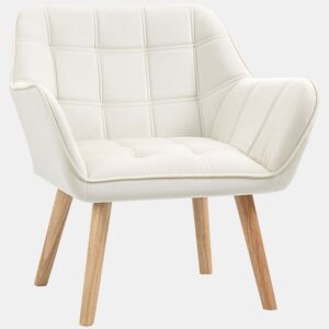 HOMCOM Poltrona de Sala Moderna, Cadeira de Leitura Estofada em Veludo com Pés de Madeira, Fácil Montagem, Poltrona Relax para Sala de Estar, Quarto e Varanda, Creme