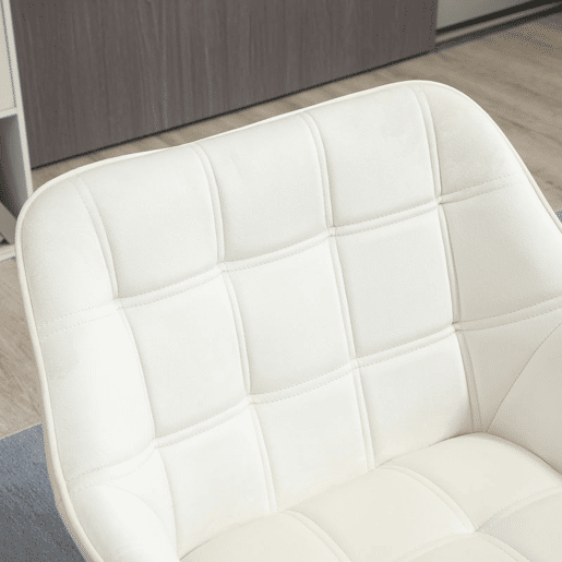 HOMCOM Poltrona de Sala Moderna, Cadeira de Leitura Estofada em Veludo com Pés de Madeira, Fácil Montagem, Poltrona Relax para Sala de Estar, Quarto e Varanda, Creme