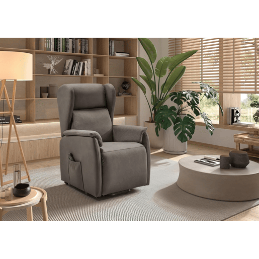 Poltrona elevatória Häusbed Ankor, 2 motores Power Lift com carrinho u2013 Taupe
