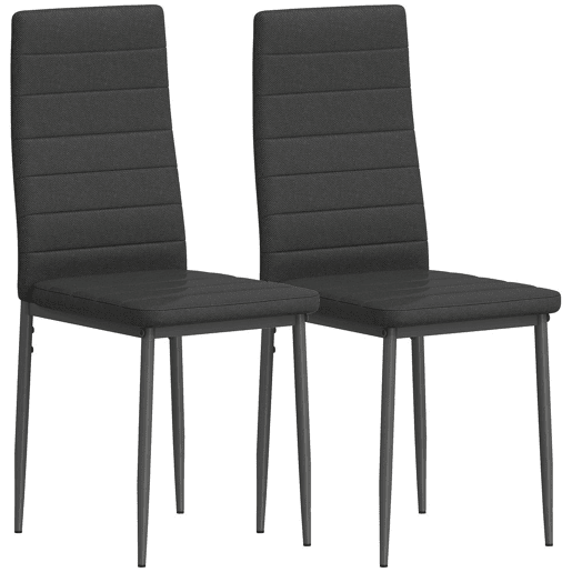 HOMCOM Conjunto de 6 Cadeiras de Sala de Jantar Estofadas em Linho com Pernas em Metal Cadeiras Modernas para Cozinha Quarto Suporta até 120 kg 41x50x97 cm Preto