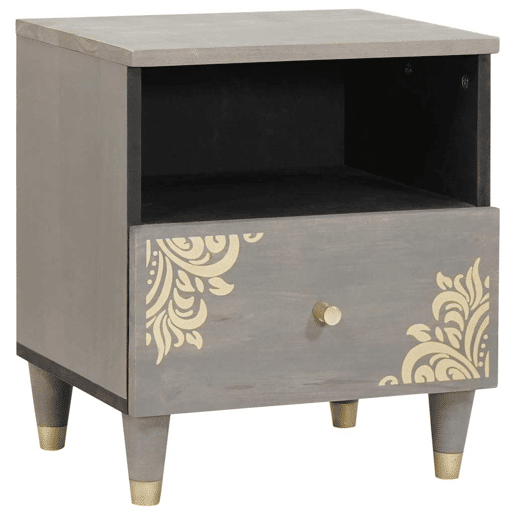 Lote de 2 Mesa De Cabeceira - Mesinha De Cabeceira com gaveta Cinzeto 40 x 33 x 46 cm