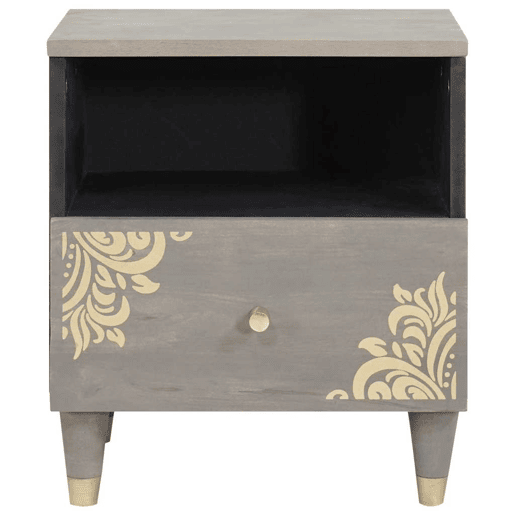 Lote de 2 Mesa De Cabeceira - Mesinha De Cabeceira com gaveta Cinzeto 40 x 33 x 46 cm