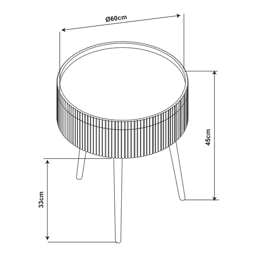 Mesa de centro Bongard com tampo amovíve aspeto ranhurado MDF Ø60x45 cm branco en.casa