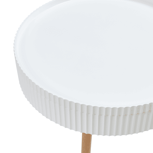 Mesa de centro Bongard com tampo amovíve aspeto ranhurado MDF Ø60x45 cm branco en.casa