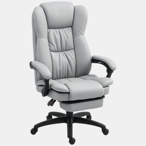 Vinsetto Cadeira de Escritório Giratória Cadeira de Escritório com Altura Ajustável 6 Pontos de Massagem Controle Remoto e Apoio para os Pés Retrátil 68,5x68,5x113-121 cm Cinza