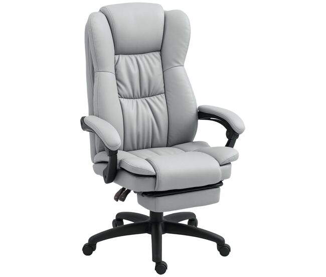 Vinsetto silla de oficina con 6 puntos de masaje vibratorio, silla de escritorio giratoria con respaldo reclinable 135o, altura ajustable, reposapiés