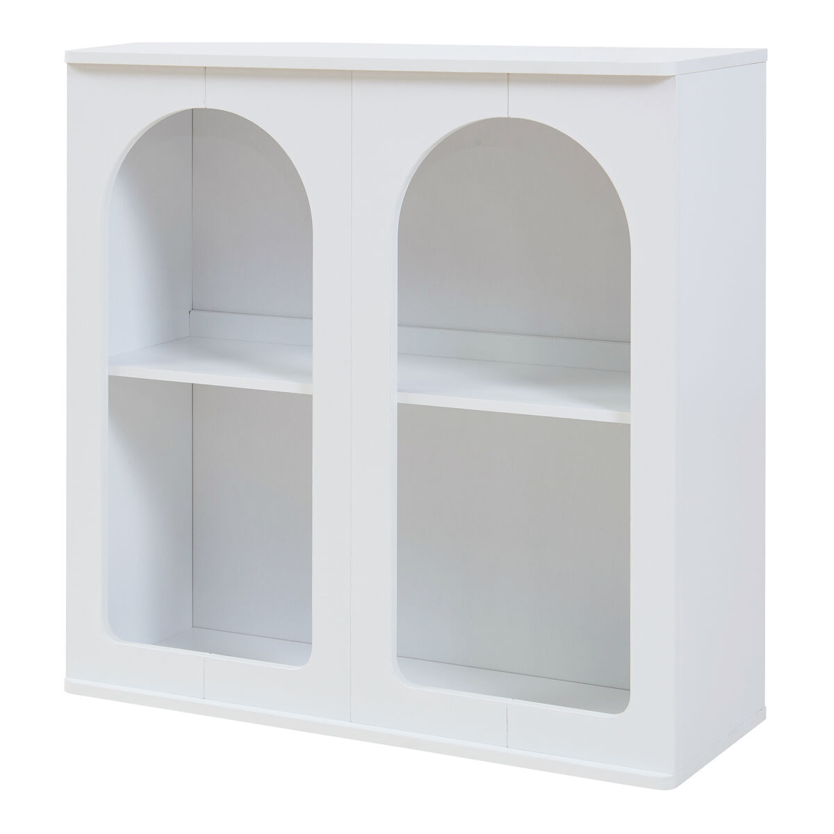 Aparador Trorhun diseño arqueado de 2 niveles [en.casa] 80 Blanco