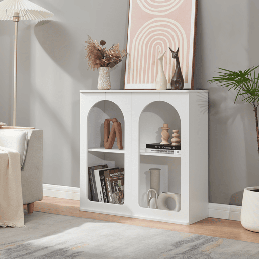 Aparador Trorhun 4 compartimentos MDF 80x30x80cm - Branco en.casa Aparador Trorhun 4 compartimentos MDF 80x30x80cm - Branco en.casa