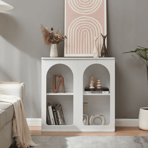 Aparador Trorhun 4 compartimentos MDF 80x30x80cm - Branco en.casa Aparador Trorhun 4 compartimentos MDF 80x30x80cm - Branco en.casa