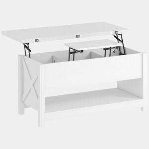HOMCOM Mesa de Centro Elevatória e Extensível com Compartimentos Ocultos e Prateleira Aberta para Sala de Estar Escritório 100x90x64 cm Branco