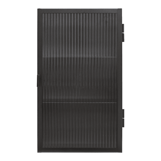 Armário de parede Zundert com porta de vidro canelado aço 60x35x15 cm Preto en.casa