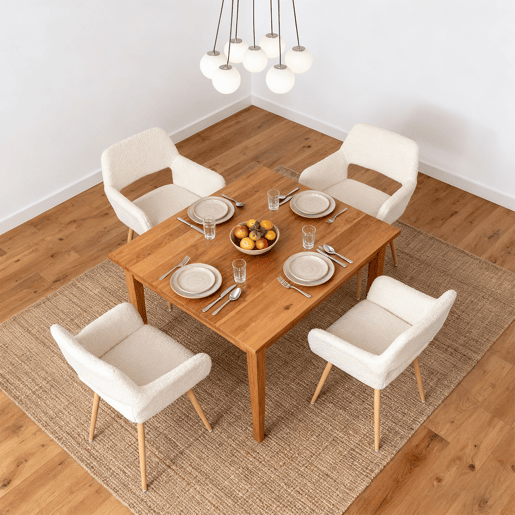 Conjunto De 4 Cadeiras De Jantar Estofadas Em Tecido Tipo Lã De Ovelha Bege Com Assento De Espuma E Pernas De Aço Com Efeito Madeira, Design Nórdico Moderno E Aconchegante Ideal Para Sala De Jantar, Cozinha Ou Sala De Estar