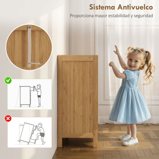 HOMCOM Sapateira de Bambu com 2 Portas de Correr de Ripas Sapateira de Entrada com Prateleiras Ajustáveis para 16 Pares de Sapatos 80x35x80 cm Madeira