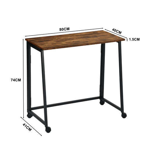 Mesa Dobrável Multifuncional Em Estilo Industrial Com Tampo Efeito Madeira E Estrutura Metálica Preta, Ideal Como Escrivaninha, Mesa Auxiliar Ou De Refeição Para Espaços Pequenos