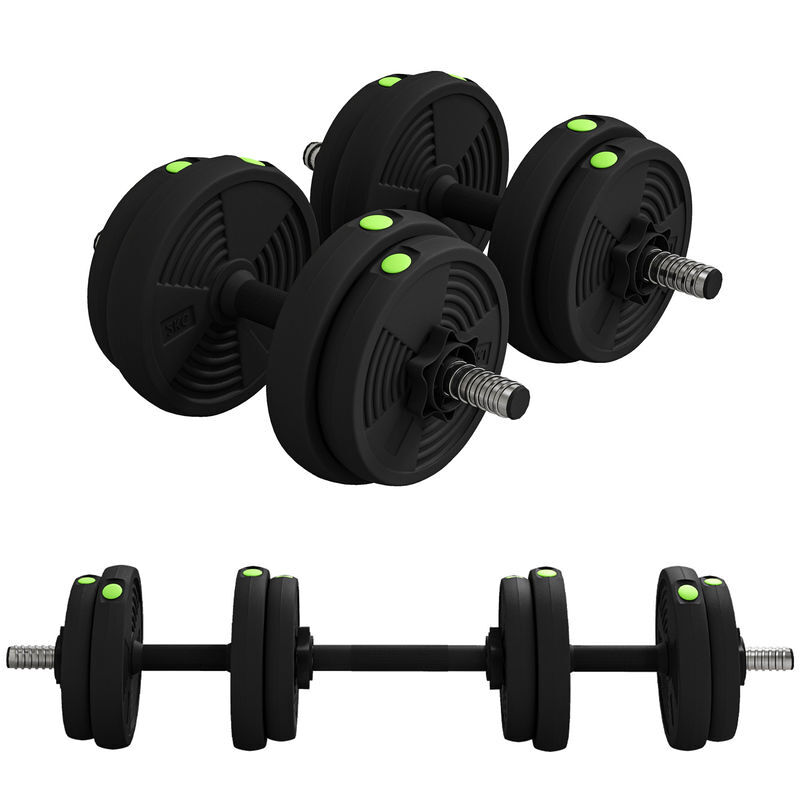 Sportnow juego de mancuernas ajustables 2 en 1, 15kg, juego de pesas con barra de conexión y mango antideslizante, pesas y mancuernas para hombres y mujeres, ejercicio de fitness, casa gimnasio