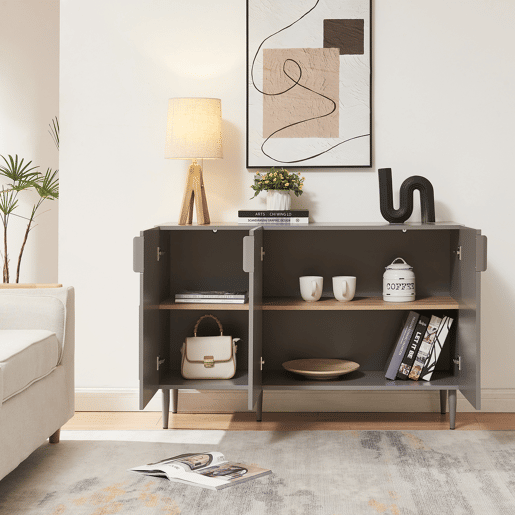 Aparador Starvili com 3 portas MDF 75x115x38cm - Cinzento en.casa