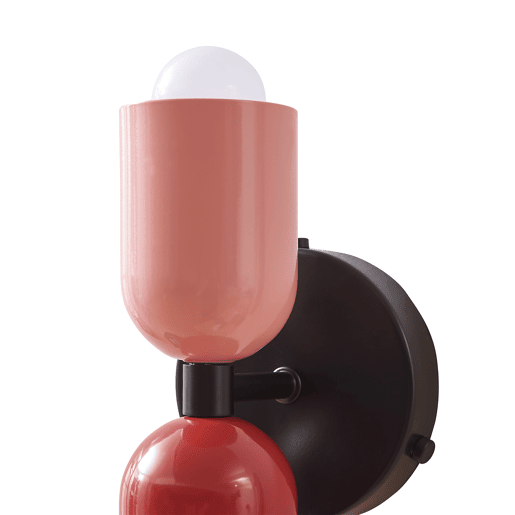 Aplique de parede Trorlos 2 luzes em metal 22x12x12cm Vermelho Rosa lux.pro