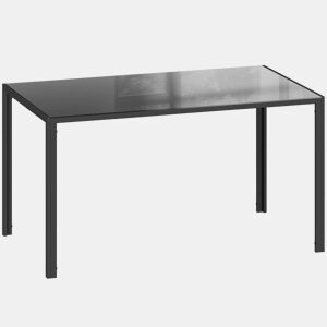 HOMCOM Mesa de Refeição de Vidro Mesa Retangular para 6 Pessoas com Pés de Metal Multifuncional para Cozinha ou Sala 140x80x75 cm Preto