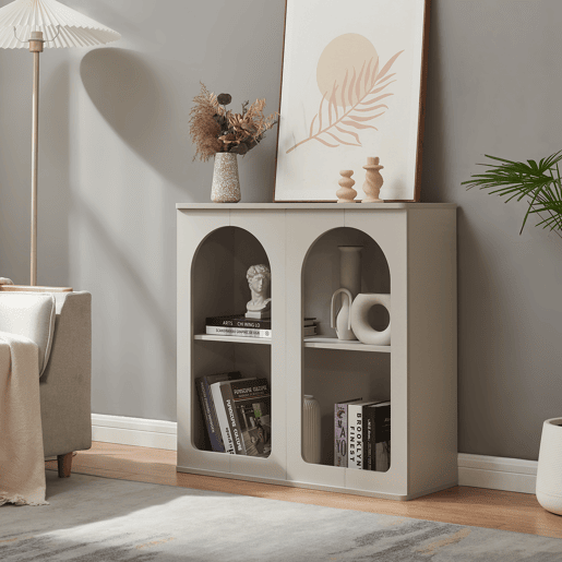 Aparador Trorhun 4 compartimentos MDF 80x30x80 cm Cinzento en.casa