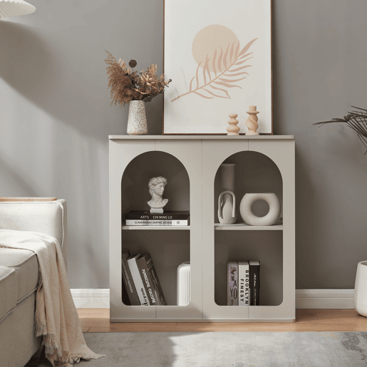 Aparador Trorhun 4 compartimentos MDF 80x30x80 cm Cinzento en.casa