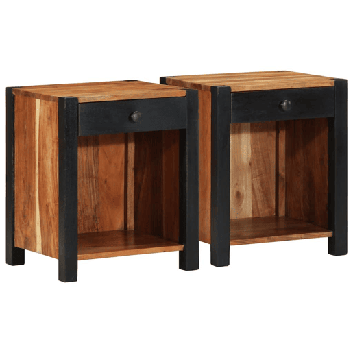 Lote de 2 Mesa De Cabeceira - Mesinha De Cabeceira com gaveta Castanho 40 x 35 x 50 cm