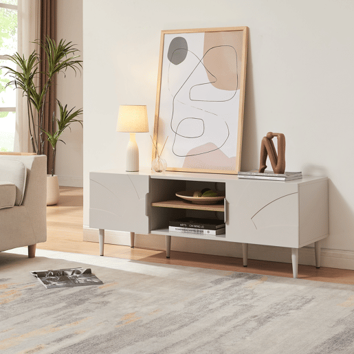 Mesa de TV Starvili com 2 portas 120x40x45cm Bege en.casa
