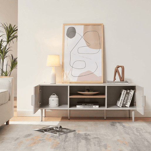 Mesa de TV Starvili com 2 portas 120x40x45cm Bege en.casa