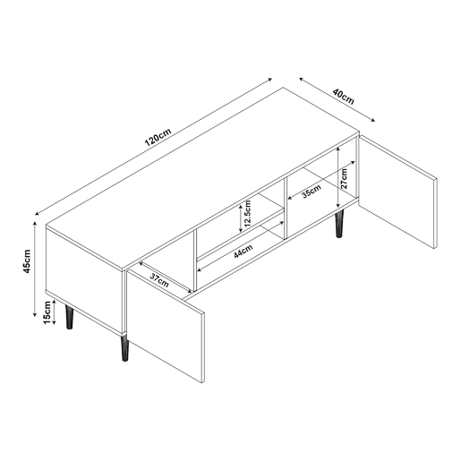Mesa de TV Starvili com 2 portas 120x40x45cm Bege en.casa
