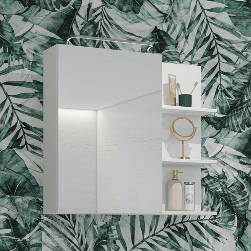 Conjunto móvel sob lavatório 80cm e roupeiro espelho Sophéa Branco Conjunto móvel sob lavatório 80cm e roupeiro espelho Sophéa Branco