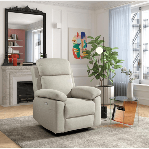 Poltrona reclinável elétrica Häusbed Dorian, 1 motor, MaxConfort u2013 Bege