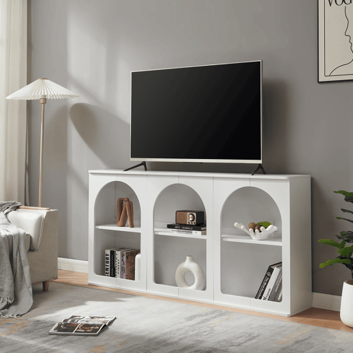 Aparador Trorhun 6 compartimentos MDF 160x30x80cm - Branco en.casa Aparador Trorhun 6 compartimentos MDF 160x30x80cm - Branco en.casa