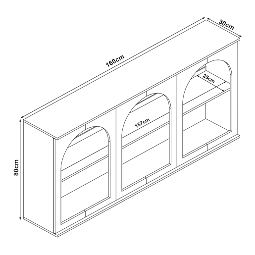 Aparador Trorhun 6 compartimentos MDF 160x30x80cm - Branco en.casa Aparador Trorhun 6 compartimentos MDF 160x30x80cm - Branco en.casa